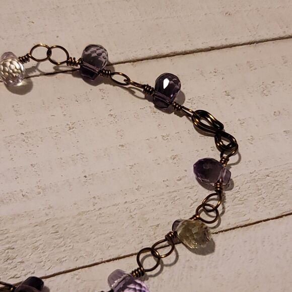 Handmade Rose Quartz Wire Wrapped Bracelet Copper Tone Healing Jewelry - Picture 2 of 4